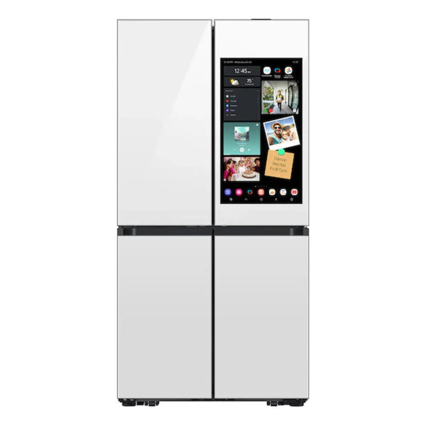 SAMSUNG Bespoke 36" 23 cu. ft. Counter Depth 4-Door Flex Refrigerator with AI Family Hub+ & AI Vision Inside in White Glass - RF23DB990012AA