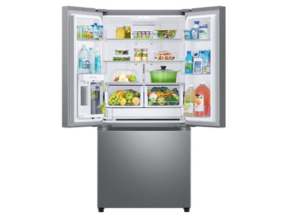 SAMSUNG 33"  25 cu. ft. Standard Depth 3-Door French Door Refrigerator with Beverage Center and Dual Ice Maker in Stainless Steel - RF25C5551SR/AA