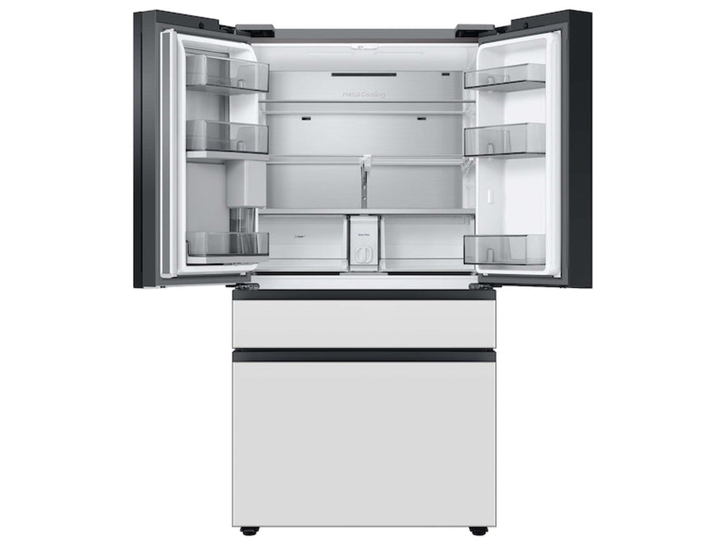 SAMSUNG Bespoke 36" 29 cu. ft. Standard Depth 4-Door French Door Smart Refrigerator with Beverage Center in Morning Blue and White Glass - RF29BB86004M
