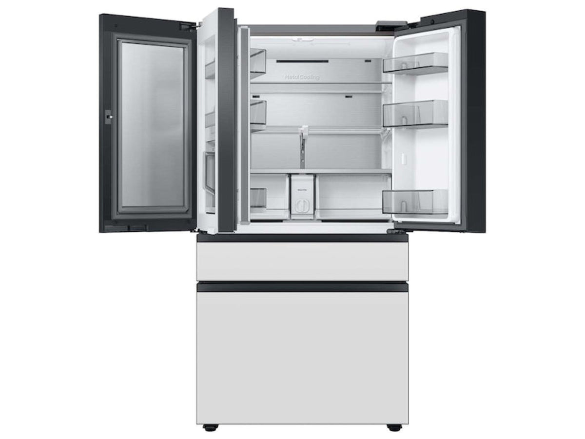 SAMSUNG Bespoke 36" 29 cu. ft. Standard Depth 4-Door French Door Smart Refrigerator with Beverage Center in Morning Blue and White Glass - RF29BB86004M