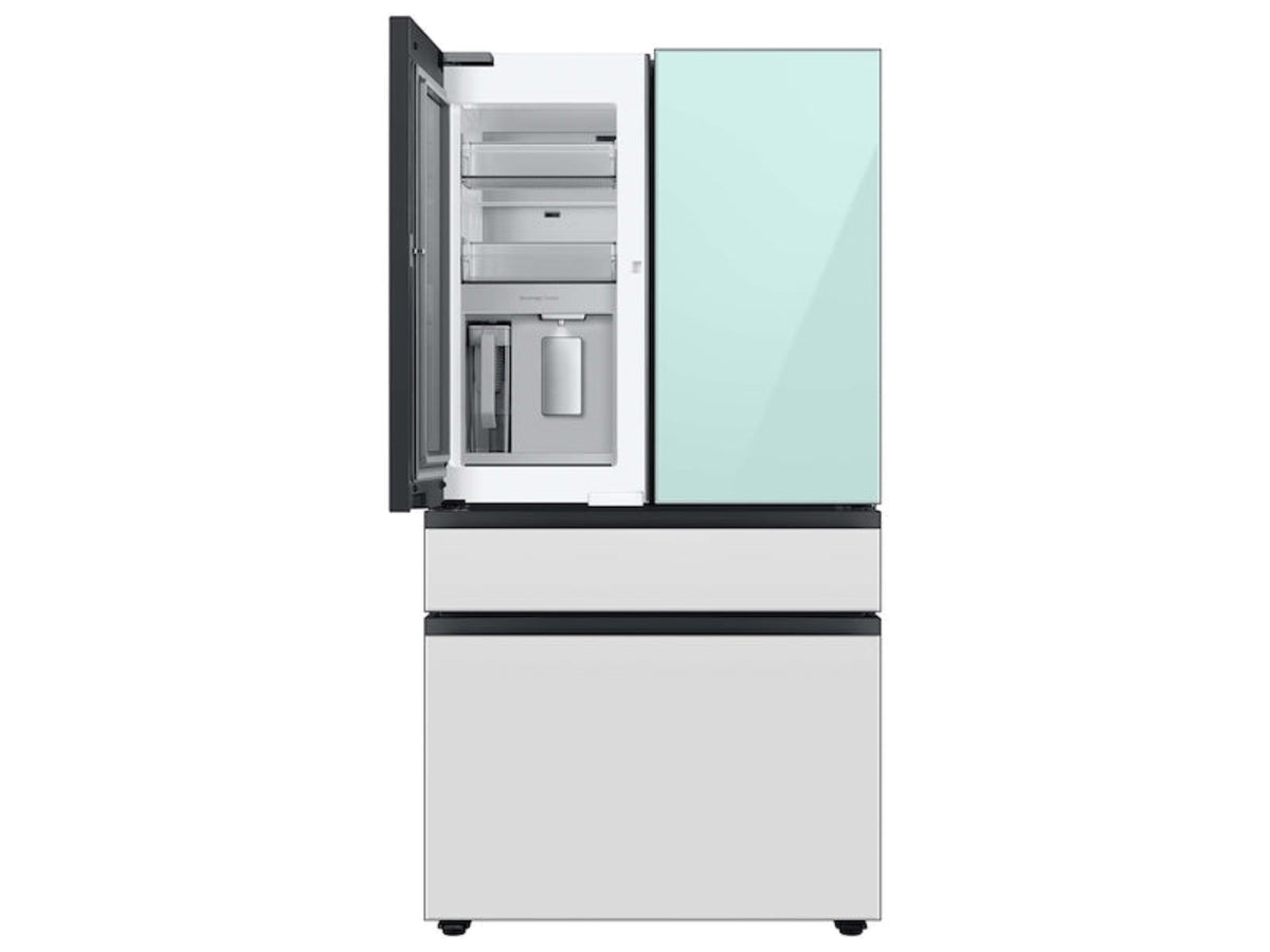 SAMSUNG Bespoke 36" 29 cu. ft. Standard Depth 4-Door French Door Smart Refrigerator with Beverage Center in Morning Blue and White Glass - RF29BB86004M