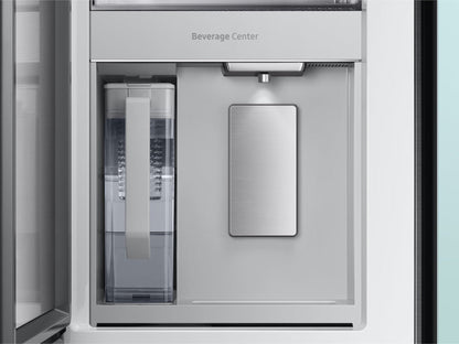 SAMSUNG Bespoke 36" 29 cu. ft. Standard Depth 4-Door French Door Smart Refrigerator with Beverage Center in Morning Blue and White Glass - RF29BB86004M