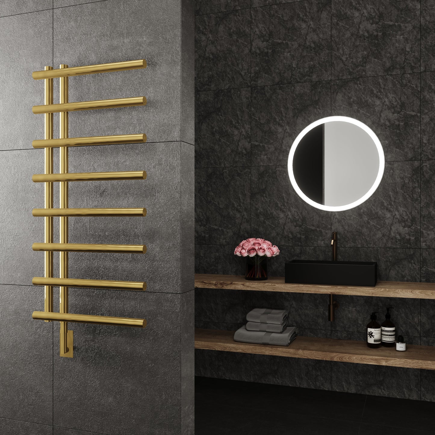 Paris Mirror Rhea Wall Mounted Electric Towel Warmer in Gold - RHEAGLD08