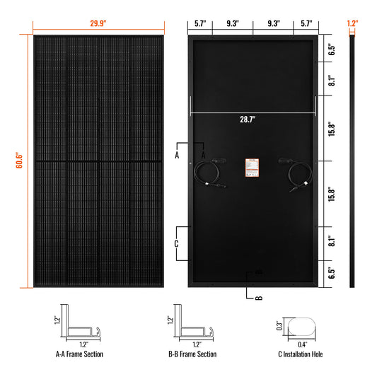 Rich Solar 250 PRO ONYX | 250 Watt 24 Volt Solar Panel | Premium 24V Off-Grid Solar Panel for Campers, Tiny Homes, Cabins &nbsp;- Rich Solar 4 | 24V 100Ah LiFePO4 Battery - RS-B241S
