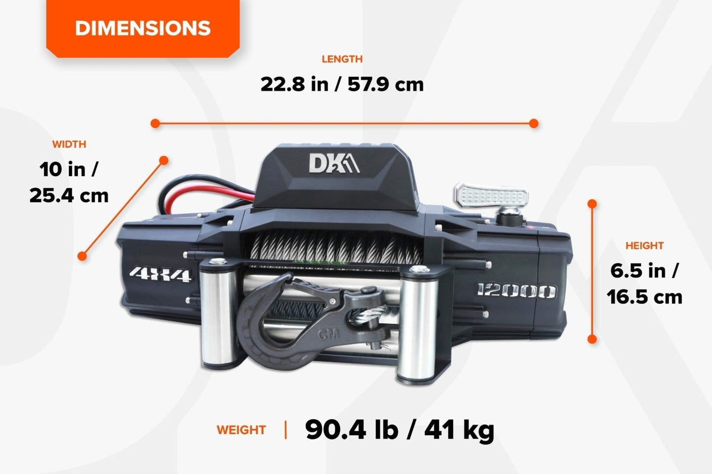 DK2 S12000 Electric Winch 12,000 lbs. 4 x 4 with Steel Cable New - S12000