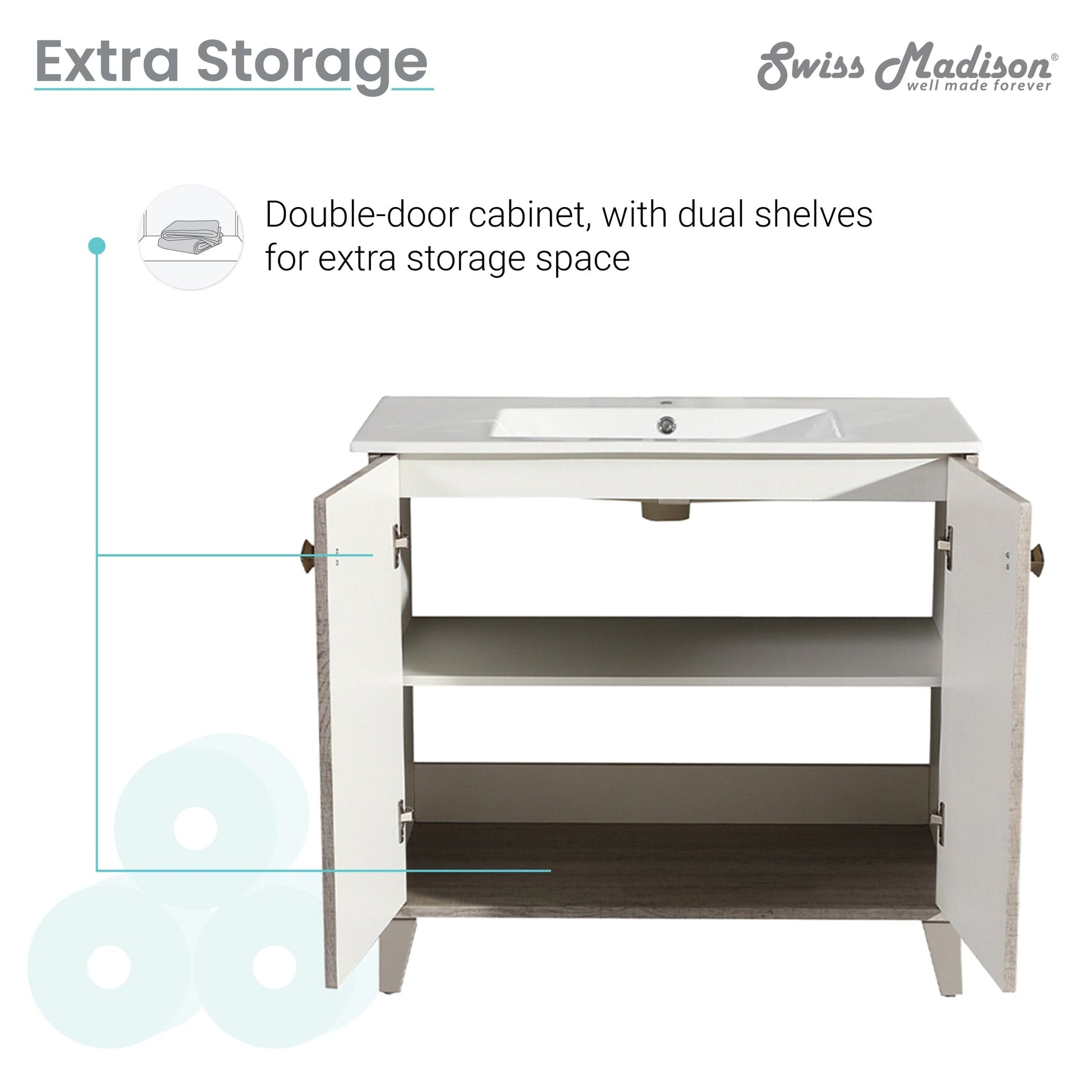 Swiss Madison Eclair 36" Bathroom Vanity in Oak - SM-BV343 - Backyard Provider