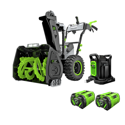 EGO Power+ 28 in. Self-Propelled 2-Stage Snow Blower with Peak Power and 2 x 12.0 Ah Batteries and Dual Port Charger - SNT2807