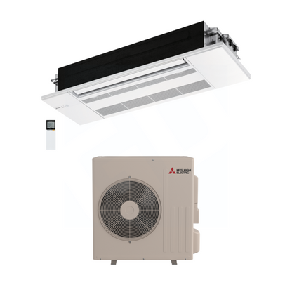 Mitsubishi MLZ-KX12NL & SUZ-AA12NLHZ 12,000 BTU 16.7 SEER2 One-Way Ceiling Cassette Hyper Heating Heat Pump System (w/ Grille) - R454B - MLZKX12NL/MLP449WU/SUZAA12NLHZ