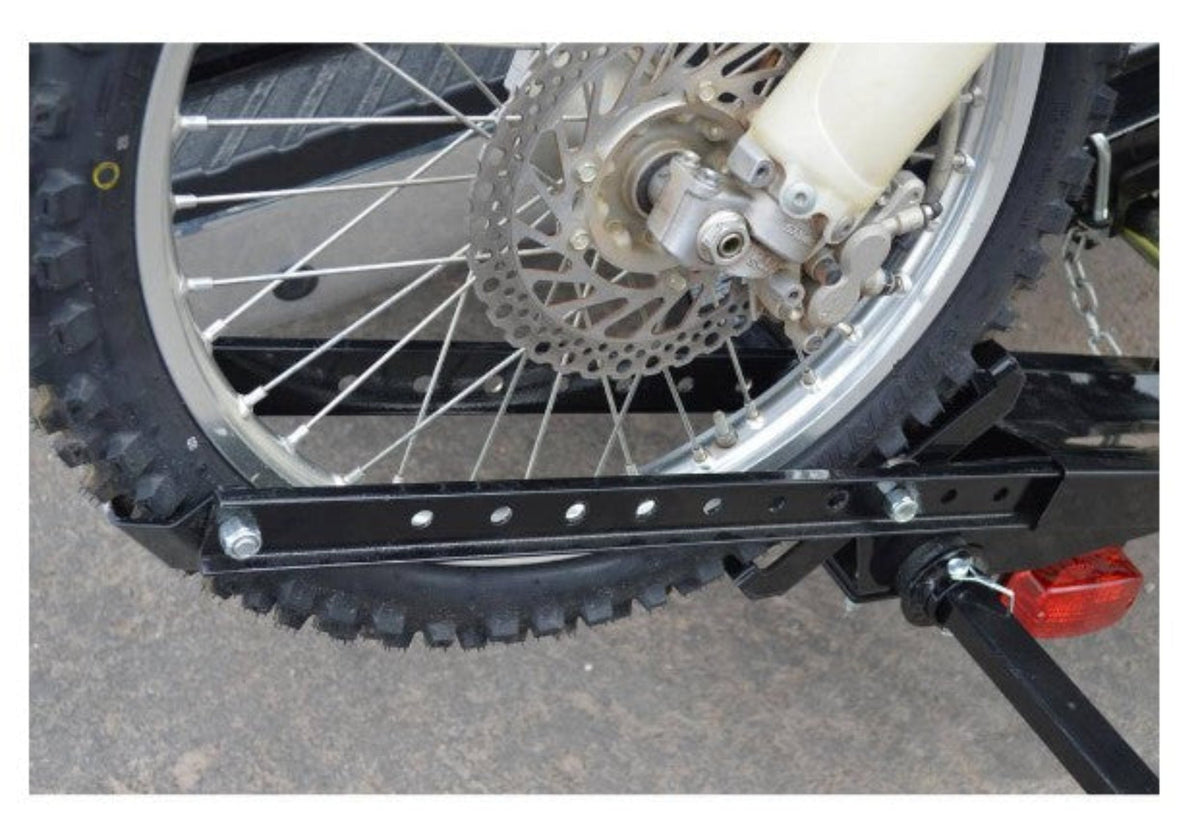 DK2 TMC201 400 lb. Capacity Hitch Mounted Motorcycle Carrier with Adjustable Front Wheel Channel New - TMC201