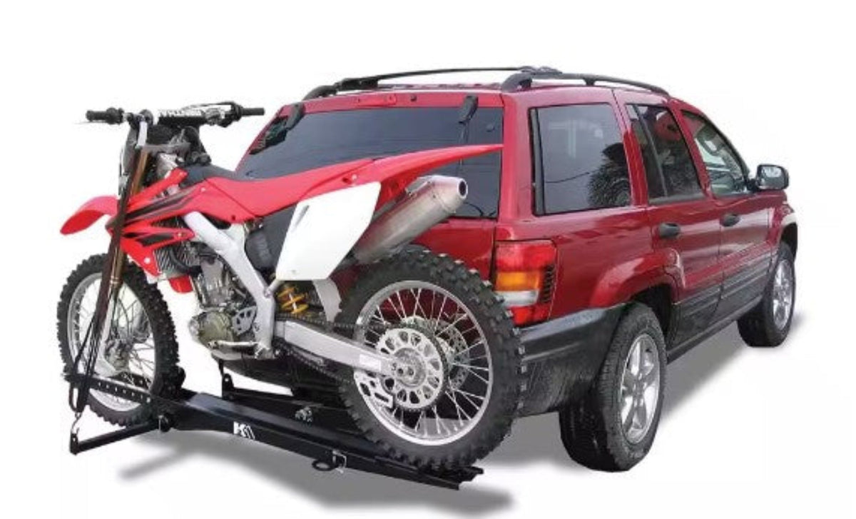 DK2 TMC201 400 lb. Capacity Hitch Mounted Motorcycle Carrier with Adjustable Front Wheel Channel New - TMC201