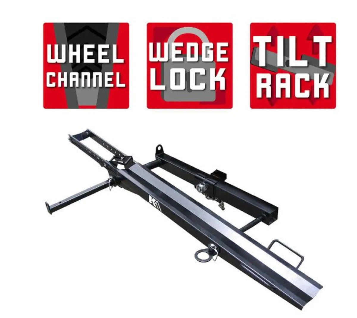 DK2 TMC201 400 lb. Capacity Hitch Mounted Motorcycle Carrier with Adjustable Front Wheel Channel New - TMC201