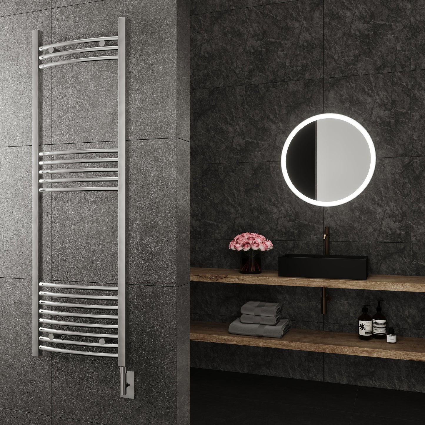 Paris Mirror Themis Wall Mounted Electric Towel Warmer in Chrome - THEMCHRCUR17