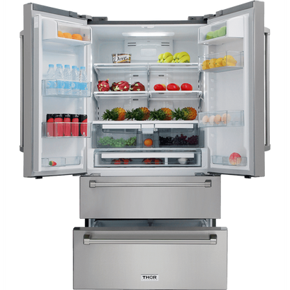 Thor Kitchen Appliance Package - 48 in. Gas Range, Range Hood, Refrigerator, Dishwasher, Wine Cooler, Microwave - AP-LRG4807U-8