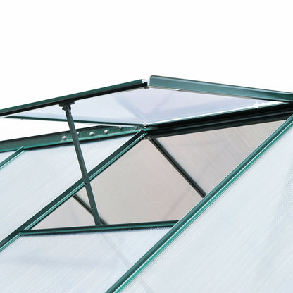 Outsunny BloomGreen 6' x 8' Greenhouse with Rain Gutter and Roof Vent Dark Green - 845-059