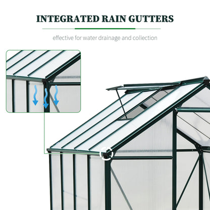 Outsunny BloomGreen 6' x 8' Greenhouse with Rain Gutter and Roof Vent Dark Green - 845-059
