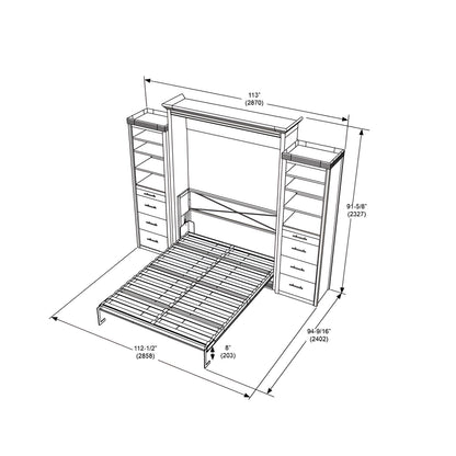 Queen Murphy Bed w/ Storage Cabinets, Walnut, by Leto Muro