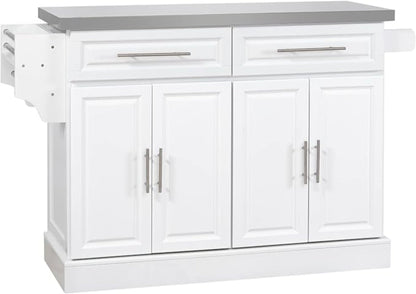 HomCom Rolling Kitchen Island with Storage, Portable Kitchen Cart - B0BL2T9PZV-1