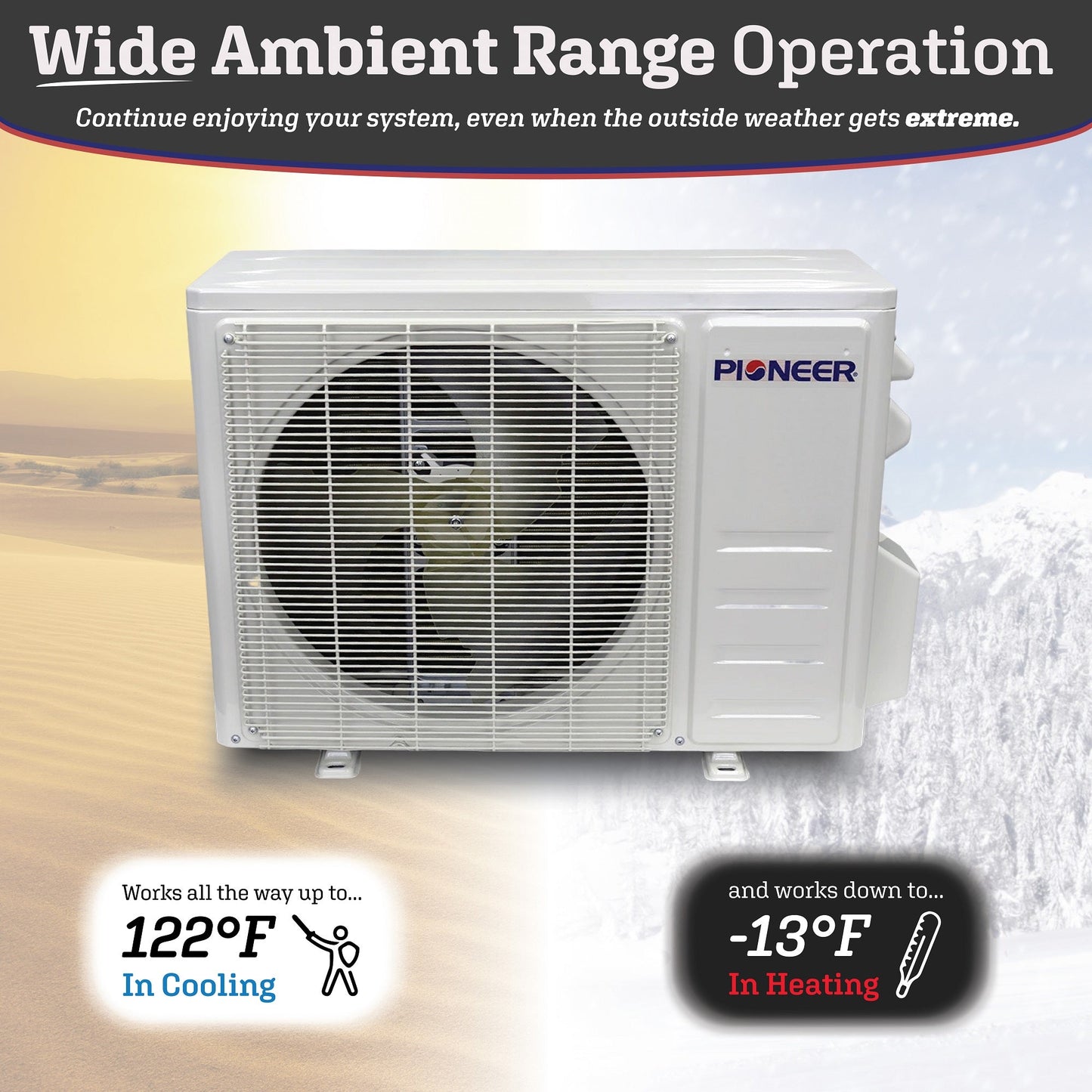 Pioneer Diamante Pro Series 18,000 BTU 19 SEER2 Ductless Mini-Split Air Conditioner Inverter+ Heat Pump Full Set 230V with 16 Ft. Kit - WYT018GLFI19RL