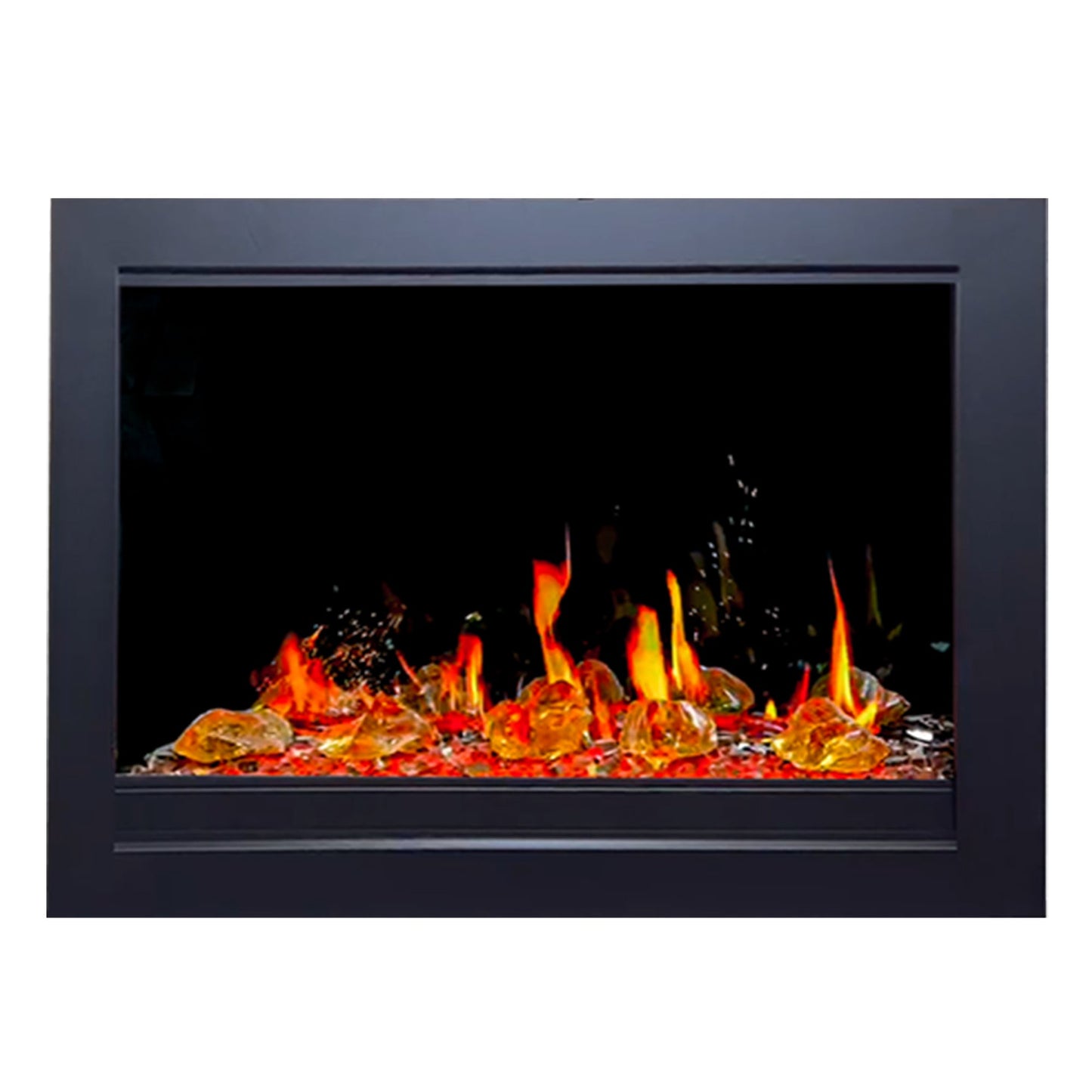 Litedeer Homes LiteStar 33" Smart Electric Fireplace Insert with App Reflective Amber Glass, Crackling Sounds (Model: ZEF38VC-33A), Black