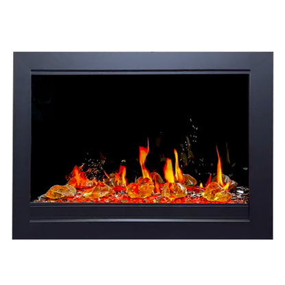 Litedeer Homes LiteStar 33" Smart Electric Fireplace Insert with App Reflective Amber Glass, Crackling Sounds (Model: ZEF38VC-33A), Black