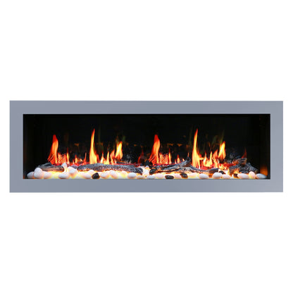 Litedeer Homes Gloria II 58" Smart Electric Fireplace with App Driftwood Log & River Rock Silver