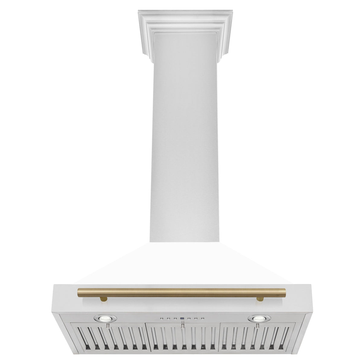 ZLINE 30 In Autograph Edition Stainless Steel Range Hood with White Matte Shell and Champagne Bronze Accents,  - KB4STZ-WM30-CB