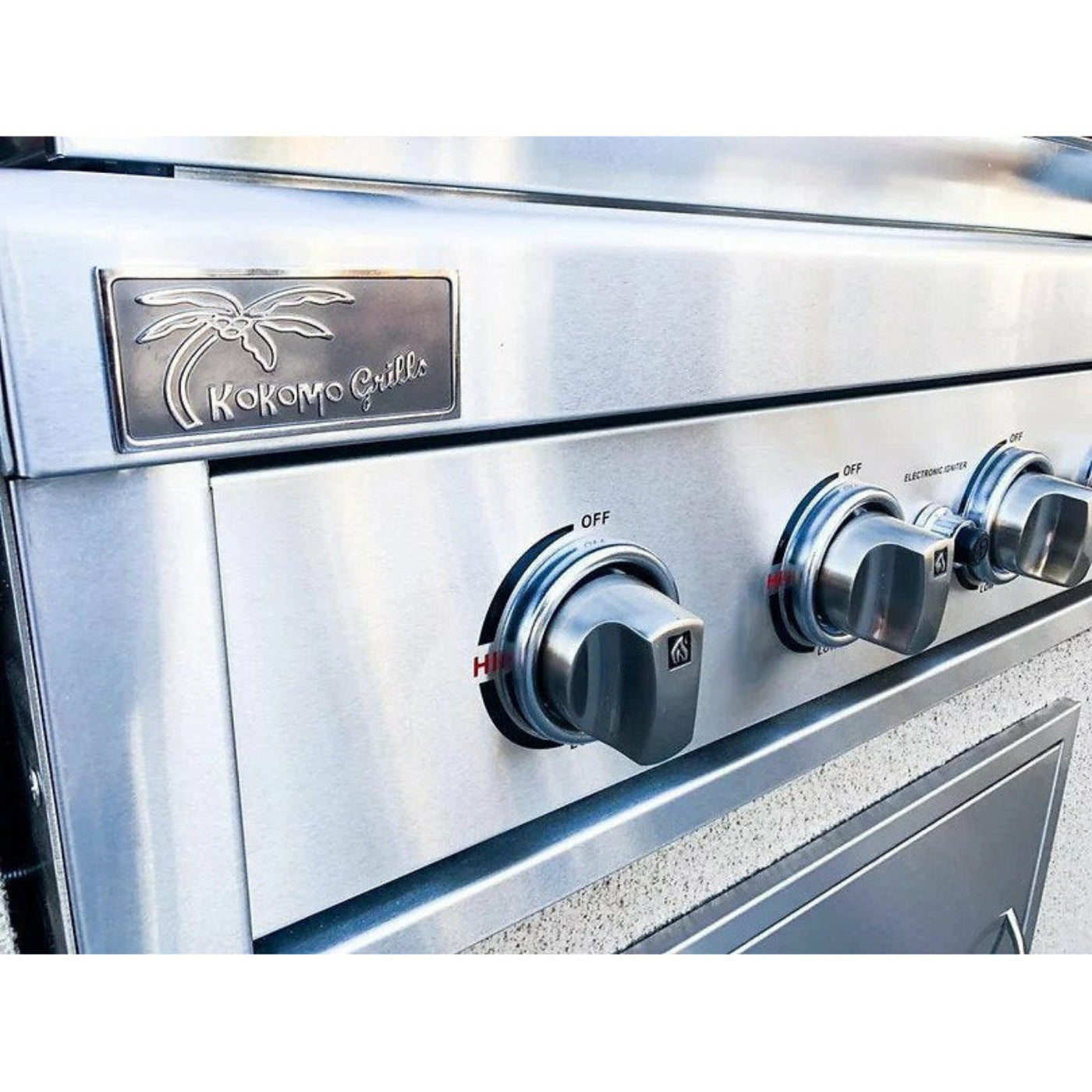 KOKOMO The Cayman 5' BBQ Island with 4 Burner Built In BBQ Grill - CAYMAN