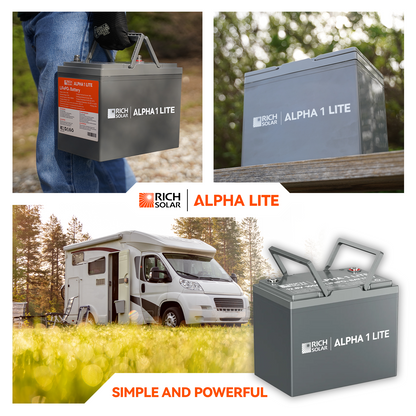 Rich Solar 1 LITE | 12V 100Ah LiFePO4 Battery | Lightweight 12V Lithium Battery for RVs, Trailers, Vans, Boats, Off-Grid | 4,000 Lifetime Cycles | Best Value - RS-B12100