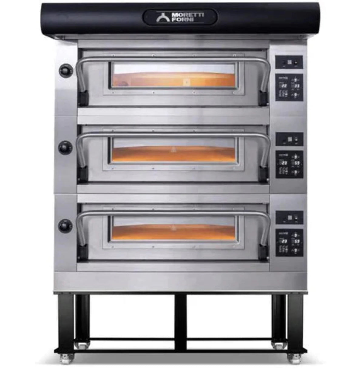 AMPTO Electric Pizza Oven Amalfi 26'' x 41'' x 7'' (Chamber) 208/240/60/3 - 3 Decks with tray guide base - AMALFI A3
