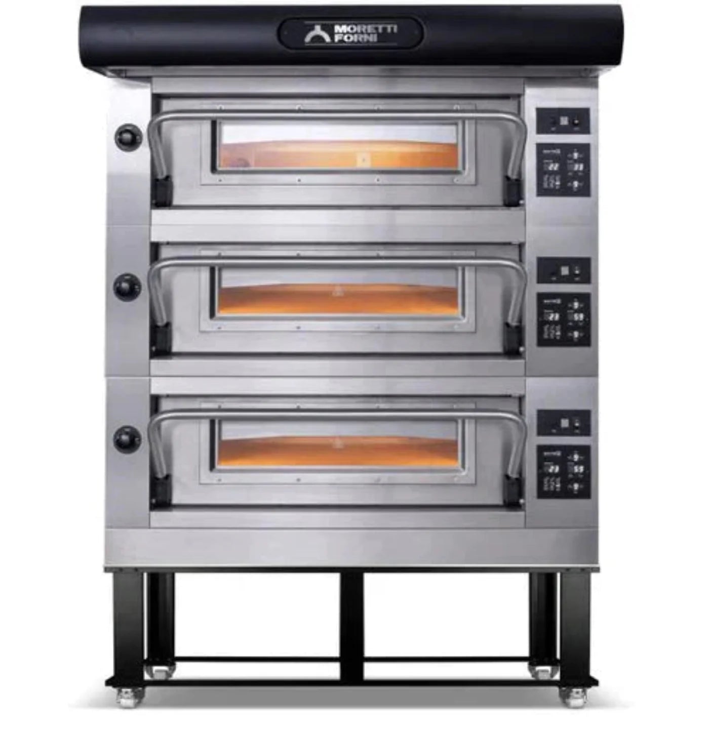 AMPTO Electric Pizza Oven Amalfi 38'' x 29'' x 7'' (Chamber) 208/240/60/3 - 3 Decks with tray guide base - AMALFI B3
