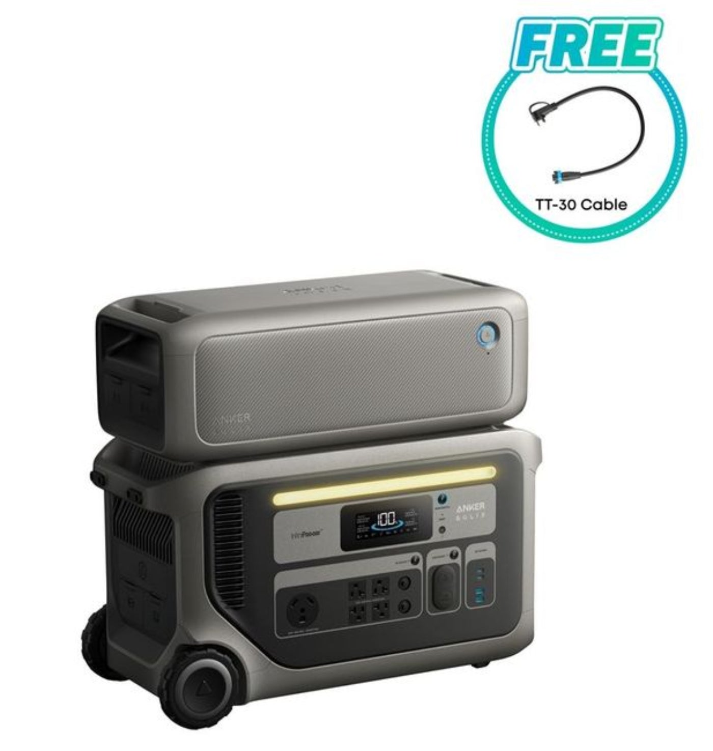 Aurora Generators SOLIX F3000 Portable Power Station + BP3000 Expansion Battery - 6144 Watt Hours - Includes FREE TT-30 Cable - B1782112