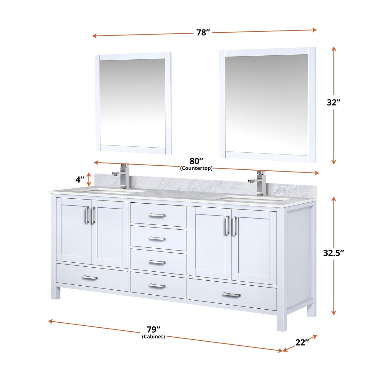 Jacques 80" x 22" Double Bath Vanity - Backyard Provider