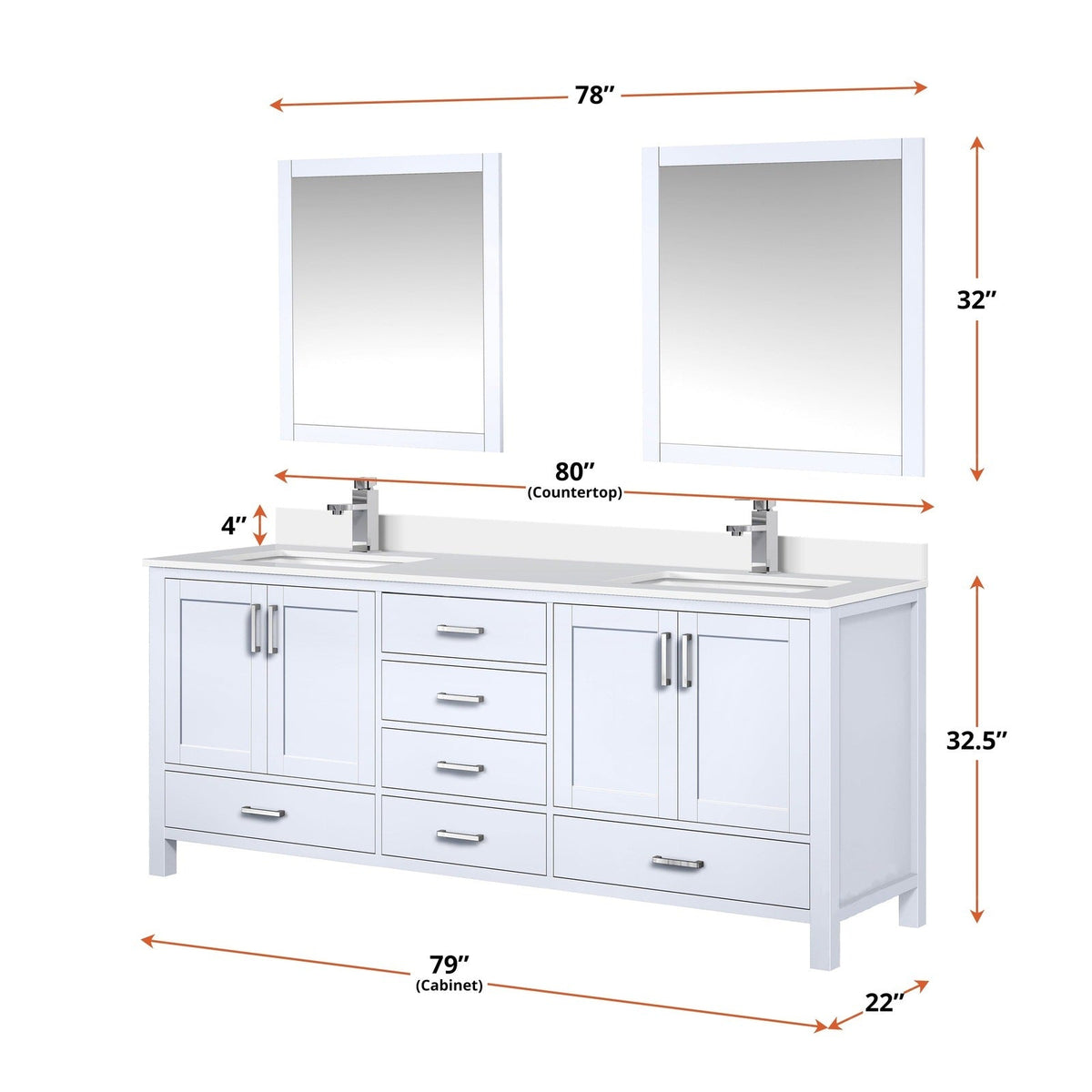 Jacques 80" x 22" Double Bath Vanity - Backyard Provider