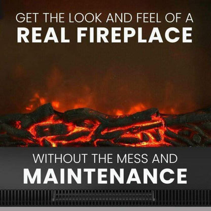 Cambridge Sienna 34 In. Electric Fireplace w/ 1500W Log Insert and Slate Blue Mantel - CAM3437-1SBL
