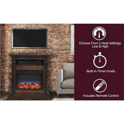 Cambridge Sienna 34 In. Electric Fireplace w/ 1500W Log Insert and Walnut Mantel - CAM3437-1WAL