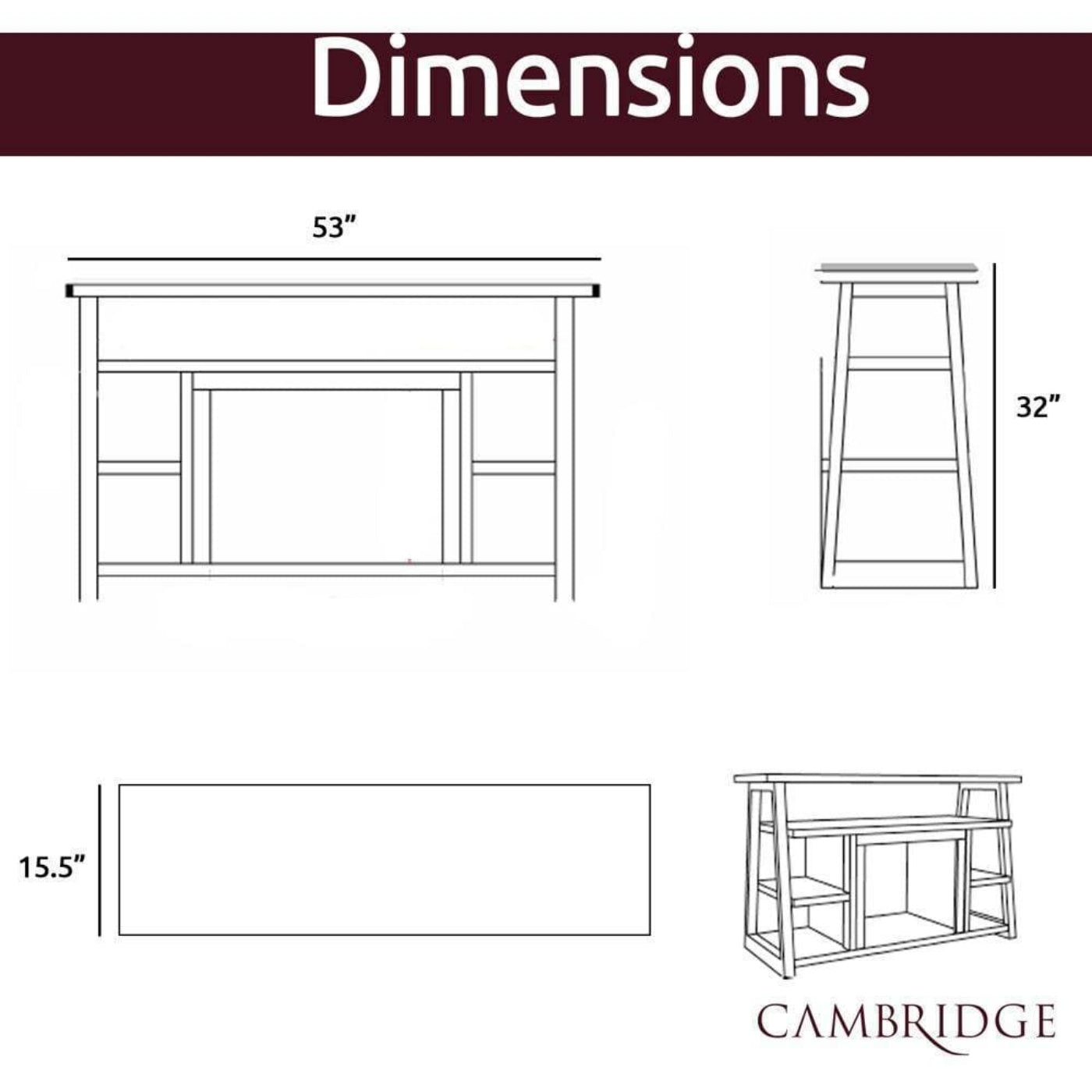 Cambridge 32-In. Sawyer Industrial Electric Fireplace Mantel with Deep Crystal Display and Color Changing Flames, Mahogany, - CAM5332-1MAHCRS
