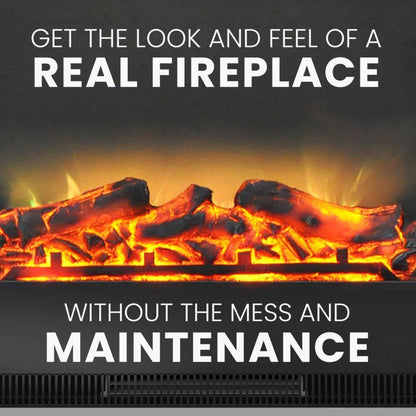 Cambridge 32-In. Sawyer Industrial Electric Fireplace Mantel with Realistic Log Display and LED Color Changing Flames, Mahogany, - CAM5332-1MAHLED