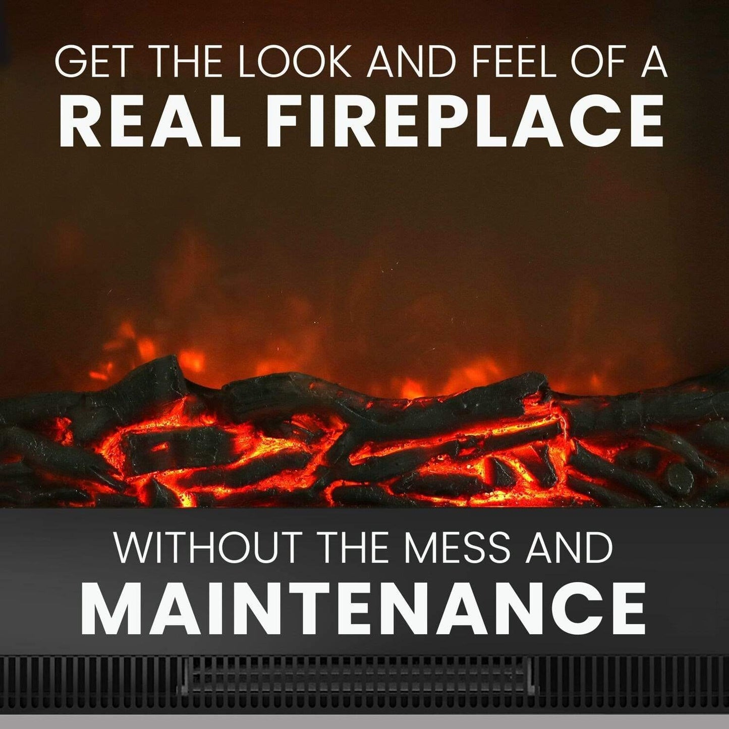 Cambridge 34-In. Sienna Electric Fireplace w/ 1500W Log Insert and Teak Mantel - CAMBR3437-1TEK