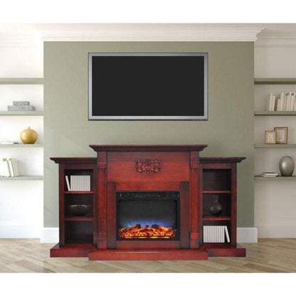 Cambridge Sanoma 72 In. Electric Fireplace in Cherry with Bookshelves and a Multi-Color LED Flame Display - CAM7233-1CHRLED