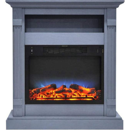 Cambridge Sienna 34-in Electric Fireplace Heater with Slate Blue Mantel, Enhanced Log Display, Multi-Color Flames, and Remote Control - CAM3437-1SBLLG3