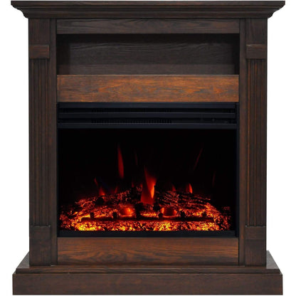 Cambridge Sienna 34-In. Electric Fireplace Heater with Walnut Mantel, Enhanced Log Display, Multi-Color Flames, and Remote Control, - CAM3437-1WALLG3