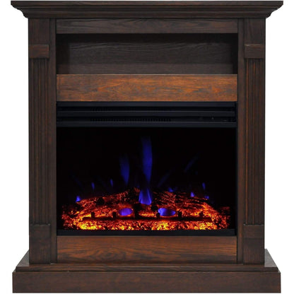 Cambridge Sienna 34-In. Electric Fireplace Heater with Walnut Mantel, Enhanced Log Display, Multi-Color Flames, and Remote Control, - CAM3437-1WALLG3