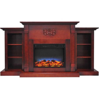 Cambridge Sanoma 72 In. Electric Fireplace in Cherry with Bookshelves and Enhanced Log Display - CAM7233-1CHRLG2