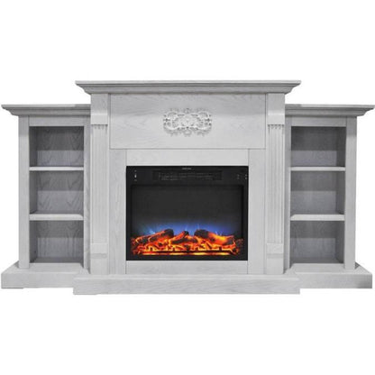 Cambridge Sanoma 72 In. Electric Fireplace in Cherry with Bookshelves and a Multi-Color LED Flame Display - CAM7233-1CHRLED
