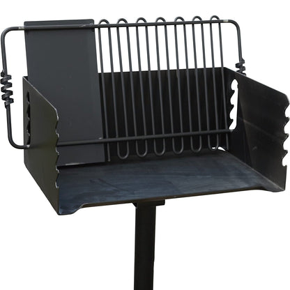 Pilot Rock Jumbo Park Style Steel Outdoor BBQ Charcoal Grill and Post, 3 Pack - 415882