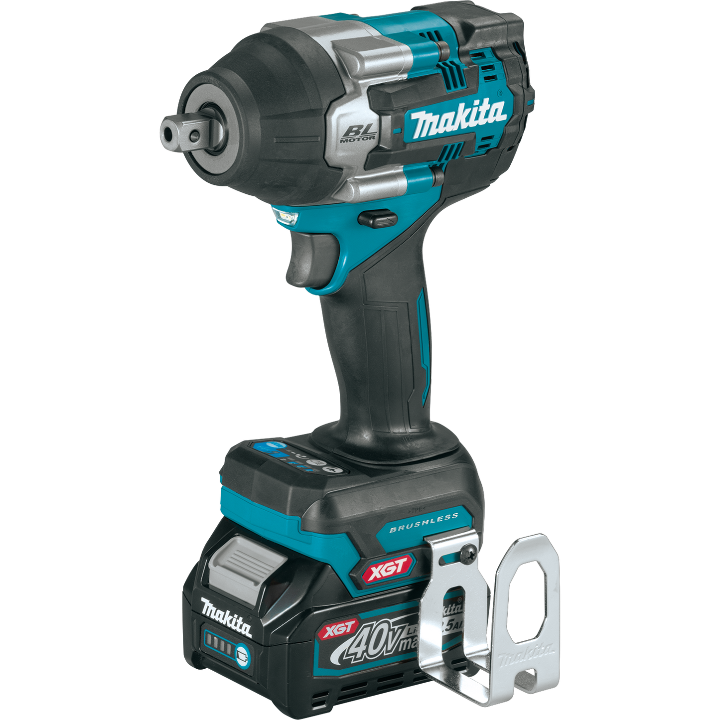 Makita 40V MAX XGT Brushless Cordless 4‑Speed Mid‑Torque 1/2" Sq. Drive Impact Wrench Kit w/ Detent Anvil (2.5Ah)