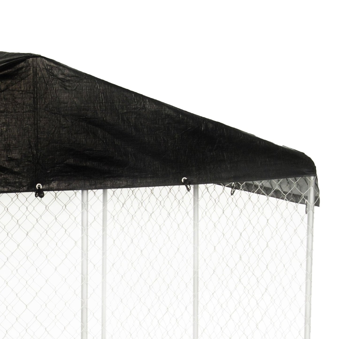 Lucky Dog 10' x 10' Chain Link Dog Kennel (2 Pack) & Waterproof Roof (2 Pack) - 174385