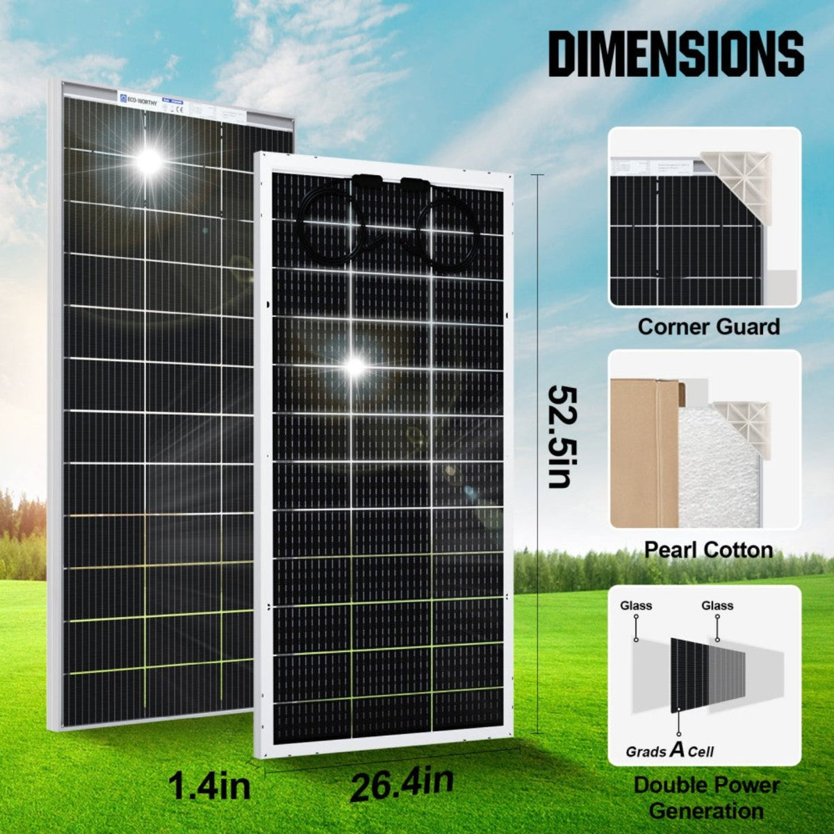 Eco-Worthy 2340W 48V 12x Bifacial 195W Complete MPPT Off Grid Solar Kit