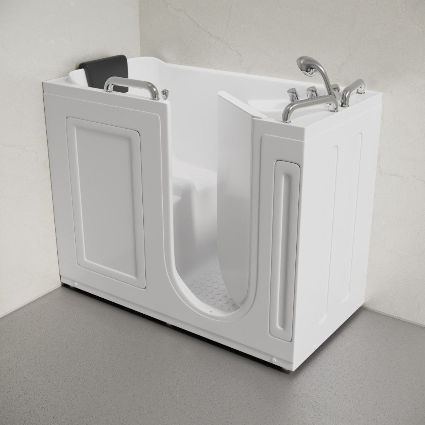 Char-Griller Auvergne 53" x 27" ADA Right Drain Walk-in Soaking Bathtub in Glossy White, Fauc - 1769834628088_783