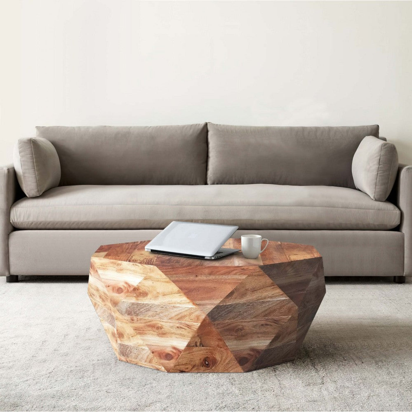 Char-Griller Bon 33 Inch Diamond Shape Acacia Wood Coffee Table With Smooth Top, Natural Brow - 1769840530396_477